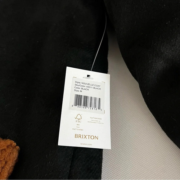 Brixton Sherpa Jacket Nouvelle Coat Lined Size Medium Black/Brown Button Closure - Picture 12 of 13